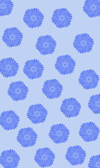 seamless floral pattern bright blue flowers on light blue background