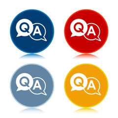 Faq icon trendy flat round buttons set illustration design