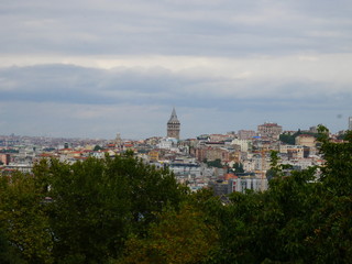 View from the coast to Istanbul and the Galata Tower