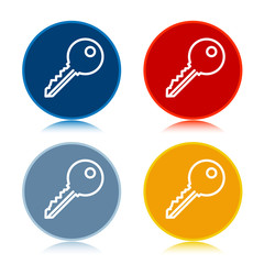 Key icon trendy flat round buttons set illustration design