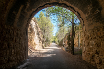 A tunnel in the greenway of the Ebro in Tarragona