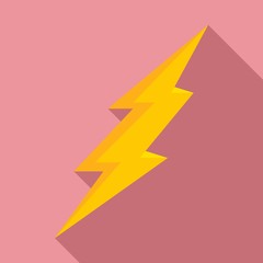 Warning lightning bolt icon. Flat illustration of warning lightning bolt vector icon for web design