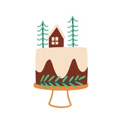 Christmas cake flat vector illustration