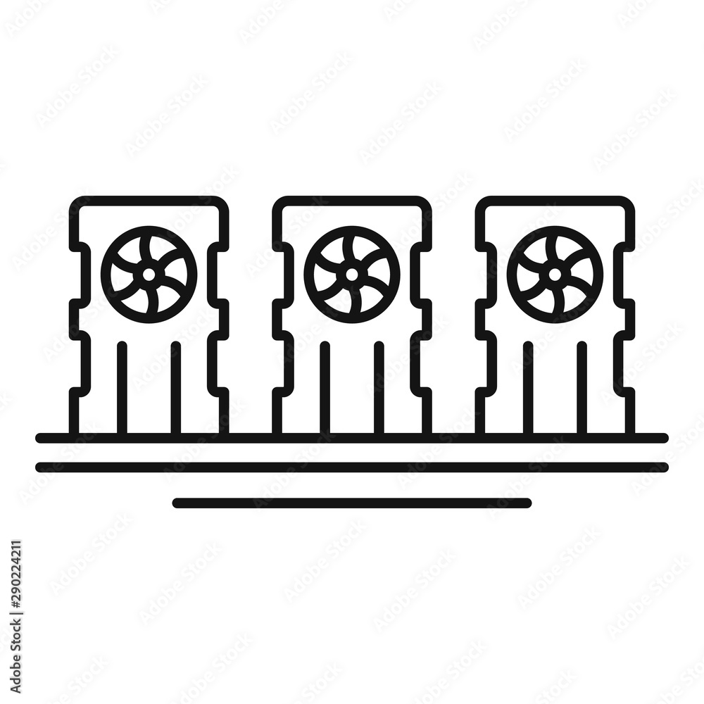 Poster mining farm icon. outline mining farm vector icon for web design isolated on white background