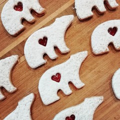 Christmas bear sweets covered with sugar. Square format, great for LP/CD cover