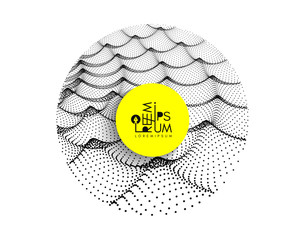 Array with dynamic particles of small particles in circle. Modern science and technology element. Abstract dotted background. Vector illustration.