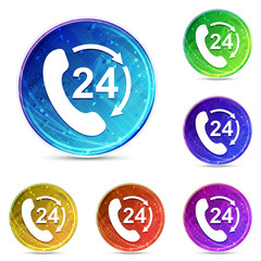 24 hours open phone rotate arrow icon digital abstract round buttons set illustration