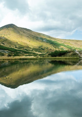 Old and beautiful Carpathian mountains.  Lake Nesamovitoye.