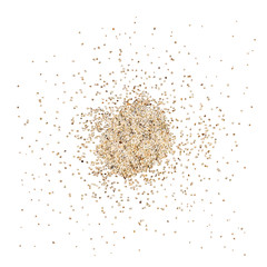 Sand on isolated white background. Pile desert sand in the air drops. Summer time wallpaper