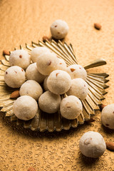 Semolina / Rawa/ Rava Laddu or Laddoo Or Ladu Laddu, a popular sweet dish from Maharashtra, India