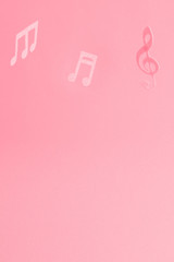 Red background with music notes