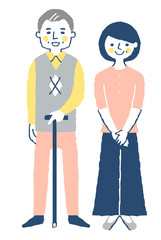 シニア夫婦２　全身　ピンク