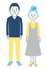 Fototapeta premium 若いカップル２ 全身 ブルー