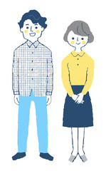 若いカップル１  全身　ブルー