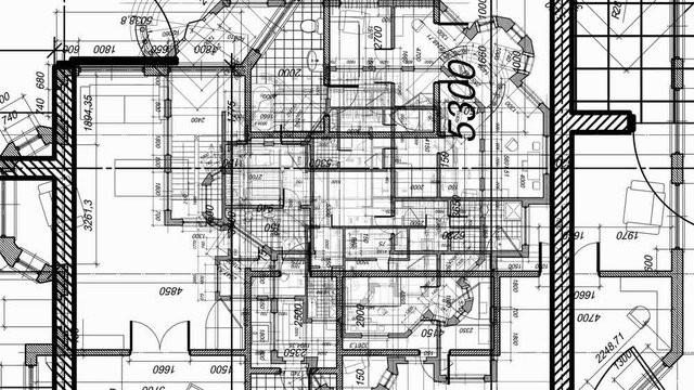 Flying through blueprint white
