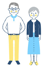 シニア夫婦１　全身　ブルー