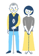 シニア夫婦２　全身　ブルー