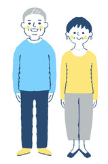 Naklejka premium シニア夫婦４ 全身 ブルー