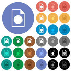 Certificate file round flat multi colored icons