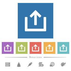 Export item flat white icons in square backgrounds