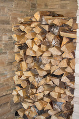 Firewood for fireplace close up
