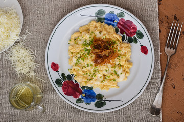 Quark spätzle with cheese