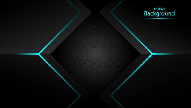 Dark abstract background with overlap layers. Luxury design concept. Abstract technological hexagonal background.