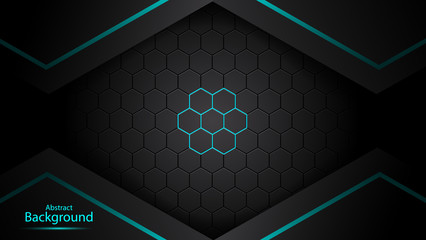 Dark abstract background with overlap layers. Luxury design concept. Abstract technological hexagonal background.