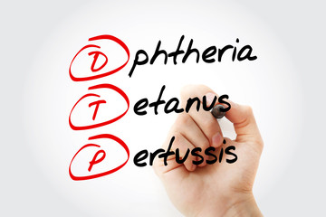 DTP - Diphtheria Tetanus Pertussis acronym with marker, concept background