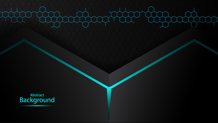 Dark abstract background with overlap layers. Luxury design concept. Abstract technological hexagonal background.