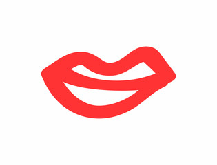 Isolated human lips drawn by hand. Doodle, sketch. Icon, logo, symbol. Vector illustration.