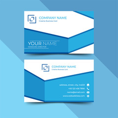 Modern blue business card design template, design vector illustration