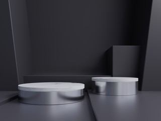 Mock up abstract podium for placing products and for placing prizes with dark background.