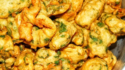 Vegetables fritters / Cucur sayur are vegetable fritters which are commonly sold by Malay street vendors in Malaysia and Singapore