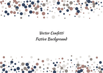 Festive color round confetti background. Abstract frame confetti texture for holiday, postcard, poster, website, carnivals, birthday and children's parties. Cover confetti mock-up. Wedding card layout