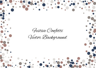 Festive color round confetti background. Abstract frame confetti texture for holiday, postcard, poster, website, carnivals, birthday and children's parties. Cover confetti mock-up. Wedding card layout