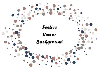Festive color round confetti background. Abstract frame confetti texture for holiday, postcard, poster, website, carnivals, birthday and children's parties. Cover confetti mock-up. Wedding card layout