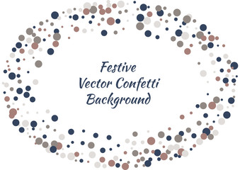 Festive color round confetti background. Abstract frame confetti texture for holiday, postcard, poster, website, carnivals, birthday and children's parties. Cover confetti mock-up. Wedding card layout