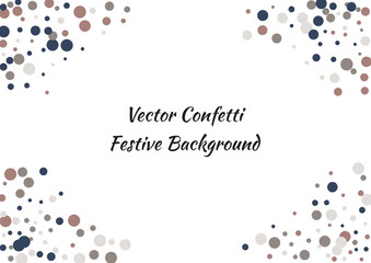 Festive color round confetti background. Abstract frame confetti texture for holiday, postcard, poster, website, carnivals, birthday and children's parties. Cover confetti mock-up. Wedding card layout