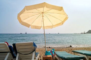 the seashore on the Kleopatra beach. Turkey, Alanya. Relaxing Holiday by the sea