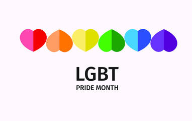 LGBT rainbow colorful hearts pride month celebrate annual in June social is a symbol of lesbian, gay, bisexual, transgender, human rights, tolerancehnd and peace. Illustrator vector