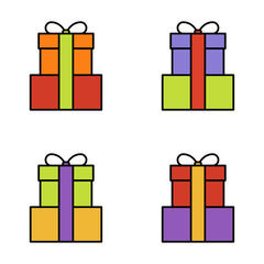 Set of gift box on white background, vector illustration