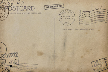Backside of postcard with dirty stain