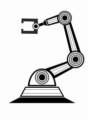 isolated illustration of a robotic arm, vector drawing