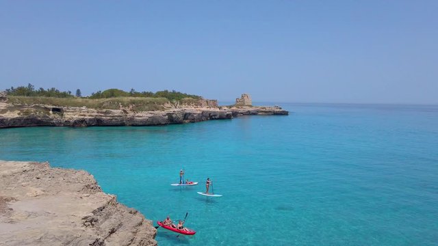 Tower and bay of Roca Vecchia, Brindisi region, Apulia, Italy