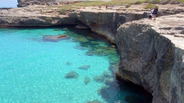 Tower and bay of Roca Vecchia, Brindisi region, Apulia, Italy