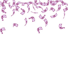 European Union Euro notes falling. Sparse EUR bill