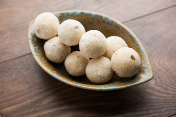 Semolina / Rawa/ Rava Laddu or Laddoo Or Ladu Laddu, a popular sweet dish from Maharashtra, India