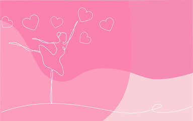 Pink valentine background with hearts vector illustration
