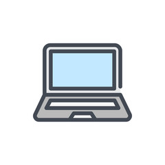 Laptop color line icon. Portable personal computer vector outline colorful sign.